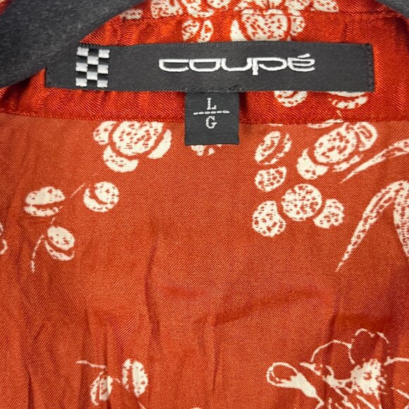 Coupe Top Blouse Size L Brown Floral 3/4 Sleeve Button Up 100% Polyester - Picture 5 of 9